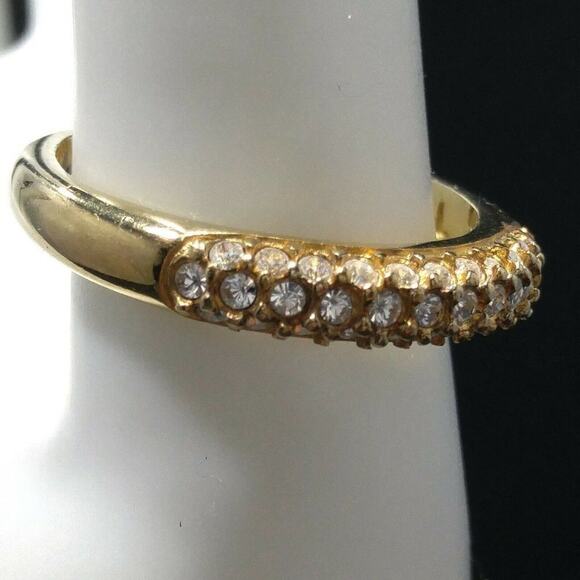 Swarovski Ring Swan Logo 925 Rhinestone Band Size 8.25 Stamped L Swan 925 - Picture 3 of 12